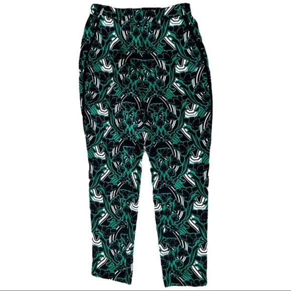 J. Crew Pants - J.Crew Womens‎ Green Black Tuxedo Pull On Pant In Retro Floral Size 2